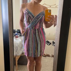 Multicolor cocktail dress w/ pockets&back cutouts
